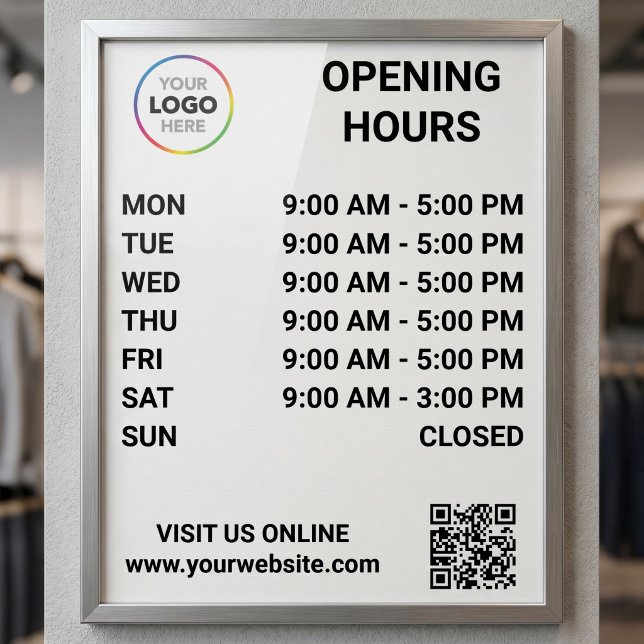 Öffnungszeiten mit Logo + QR-Code - Modern Poster (Von Creator hochgeladen)
