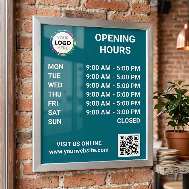 Öffnungszeiten mit Logo + QR-Code - Modern Poster (Von Creator hochgeladen)