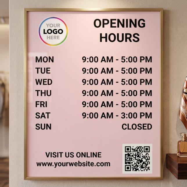 Öffnungszeiten mit Logo + QR-Code - Modern Poster (Von Creator hochgeladen)