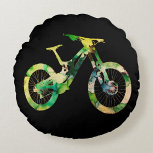 Offroad-Abfahrts-Sport Xtreme Aquarell-Kunst Rundes Kissen