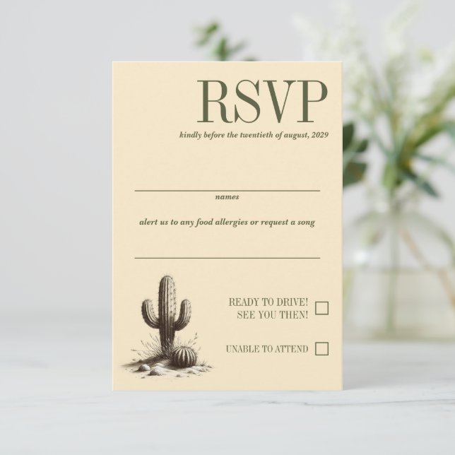 Offroad Canyon Couple Wedding RSVP Karte (Stehend Vorderseite)