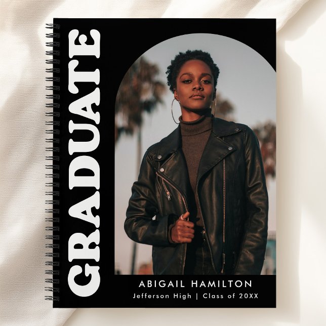 Offset Arch Black Photo Graduation Livre d'invités (Créateur téléchargé)