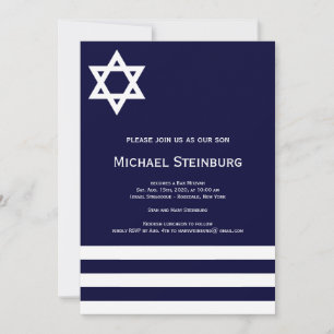 Offset Blue Bar Mitzvah Einladung