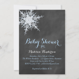 Offset Blue Chalk Snowflake Baby Dusche einladen Einladung