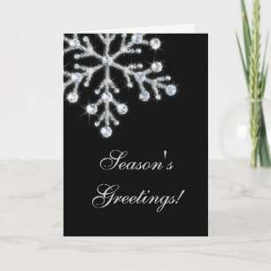 Offset Crystal Snowflake Carte de vacances (noir)