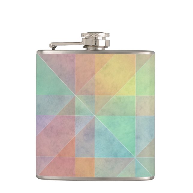 Offset Geometric Watecolor Muster Art Flachmann (Vorderseite)