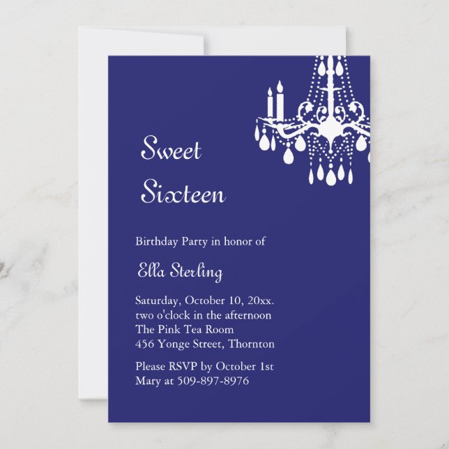 Offset Grand Ballroom Birthday Invitation (Indigo) Einladung (Vorderseite)