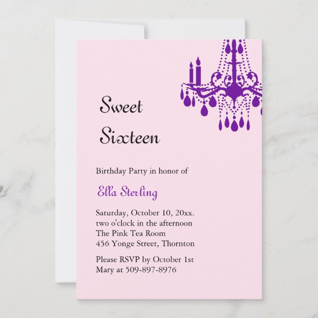 Offset Grand Ballroom zum Geburtstag (lila) Einladung (Vorderseite)