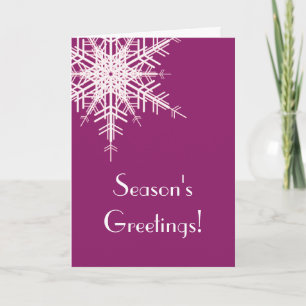 Offset Snowy Magenta Snowflake Holiday Card Feiertagskarte