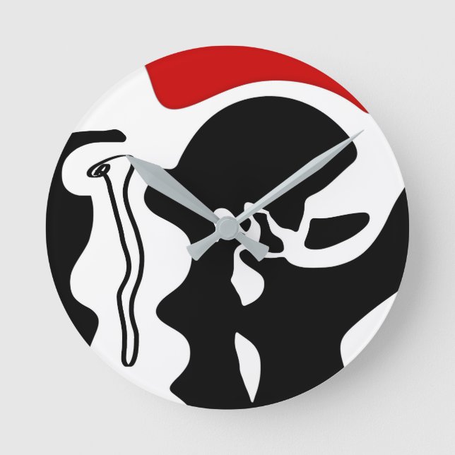 Offsetkammer: Abstrakt Schwarz, Weiß und Rot Runde Wanduhr (Vorderseite)