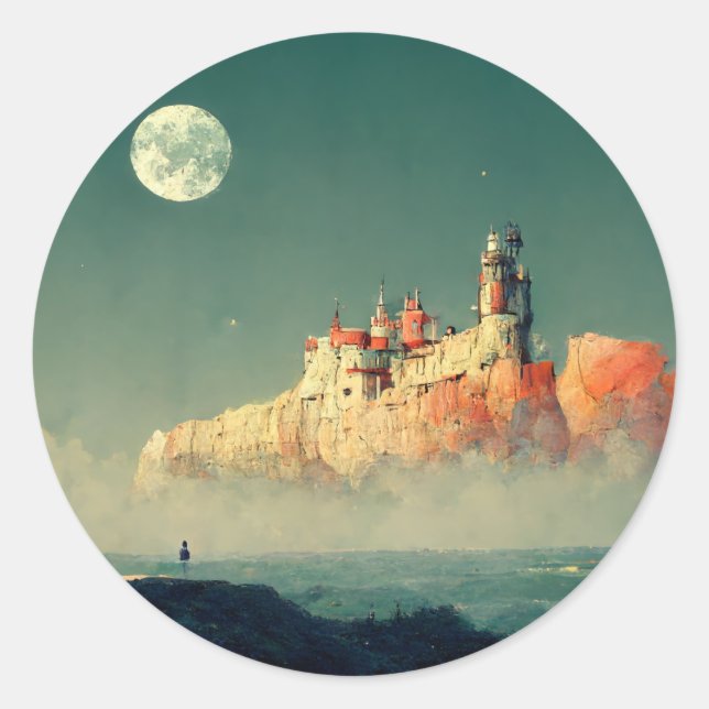 Offshore Citadel Fantasy Sci-Fi Runder Aufkleber (Vorderseite)