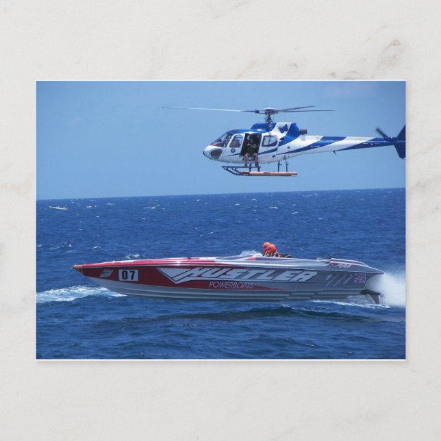 Offshore-Motorboote und -Hubschrauber Postkarte (Vorderseite)