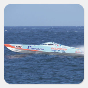 Offshoremotorboot-Rennläufer Quadratischer Aufkleber