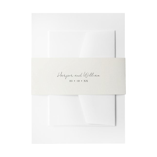 Offweiße Hochzeitseinladung Einladungsbanderole (Vorderseite Beispiel)