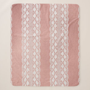 Offweiße Spitzen auf metallischer Rose Goldenes Tu Sherpadecke
