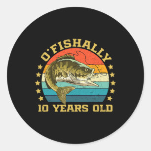 Ofishal 10 Jahre alte lustige Fischerei Geburtstag Runder Aufkleber