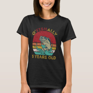 Ofishal 5 Jahre alt Lustiger Angelgeburtstag Fishe T-Shirt