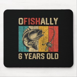 Ofishal 6 Jahre alt Lustiger Angler-Geburtstag Fis Mousepad