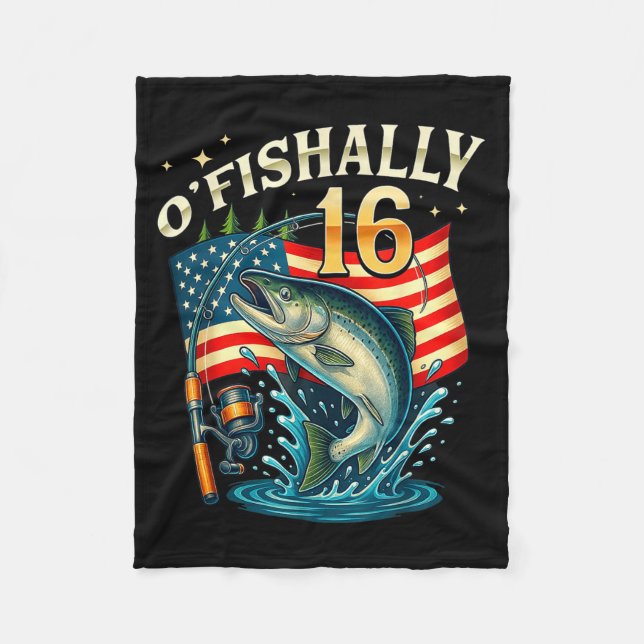 O'fishally 16 Years Old Fishing 16th Birthday Boys Fleecedecke (Vorderseite)