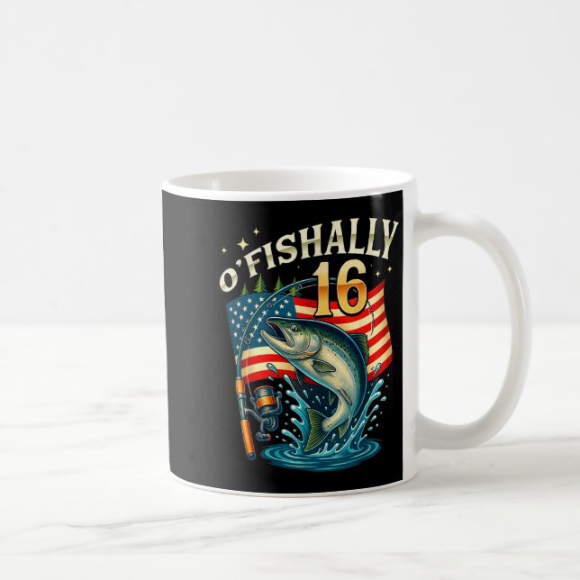 O'fishally 16 Years Old Fishing 16th Birthday Boys Kaffeetasse (Rechts)