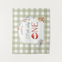 Ofishally One Birthday Personalized Banner Wandteppich