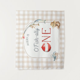 Ofishally One Birthday Personalized Banner Wandteppich
