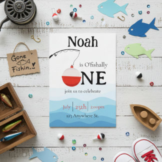 o'fishally one first birthday invitation einladung
