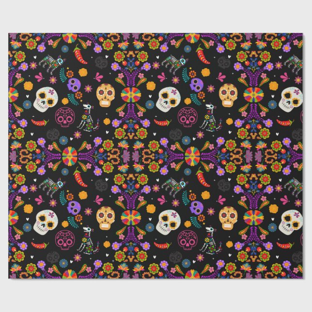 Ofrenda - Calavera Garden Wrapping Paper Geschenkpapier (Flach)