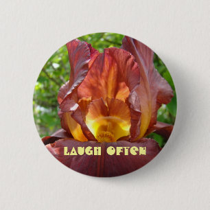 Oft lachen! Knöpfe Rot-Gelbe Iris-Blume Button