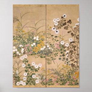 Ogata Korin Blühende Pflanze im Herbst Poster