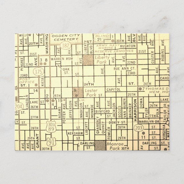 Ogden, ABER Vintage Karte (Vorderseite)