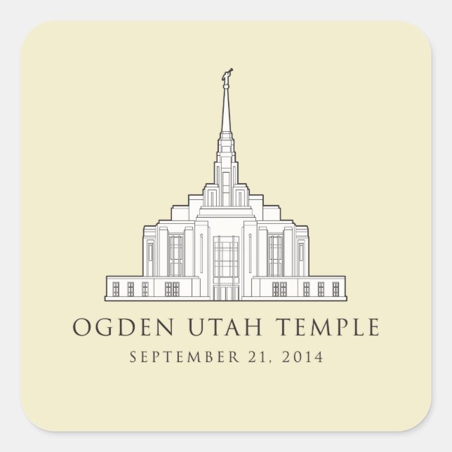Ogden Utah Tempel. Primäraufkleber Quadratischer Aufkleber (Vorderseite)