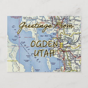 Ogden Utah Vintag Map Postkarte