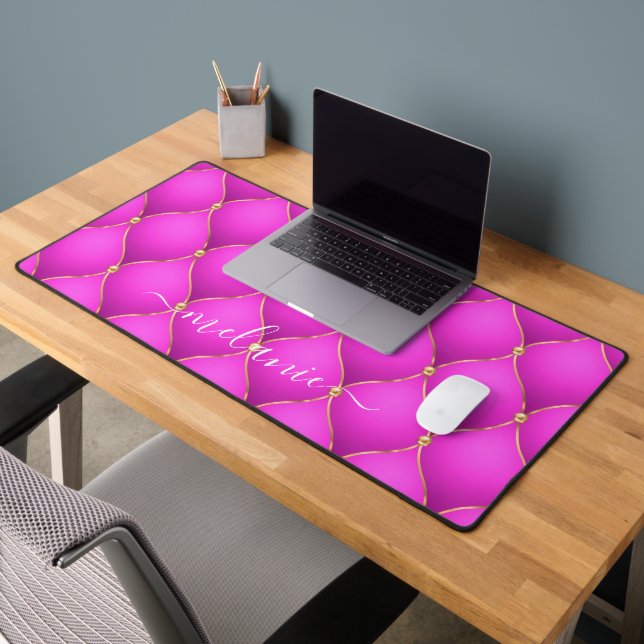 Ogee Gold Diamond Tufted Rose Nom personnalisé (Bureau 2)