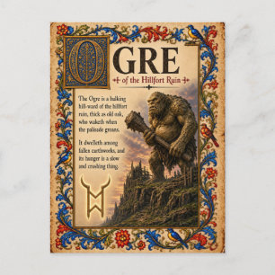 Oger, mittelalterliche Bestiarien-Kunst Postkarte