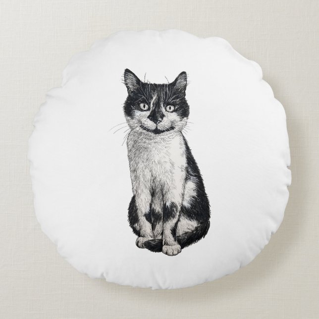 Ogie die Katze Rundes Kissen (Vorderseite)