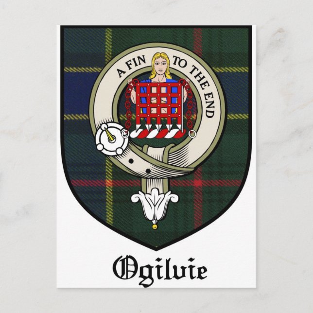 Ogilvie Clan Wappen Abzeichen Tartan Postkarte (Vorderseite)