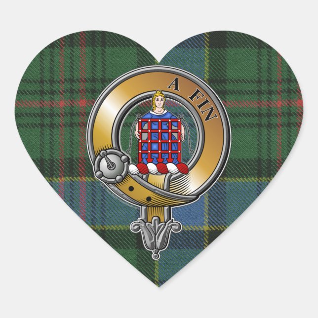 Ogilvie Tartan & Abzeichen Herz-Aufkleber (Vorderseite)