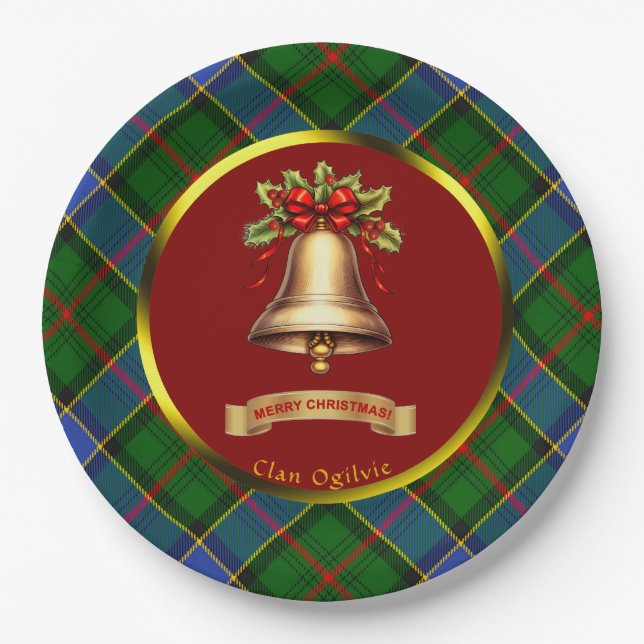 Ogilvie Tartan Personalisiert Weihnachten Pappteller (Vorderseite)