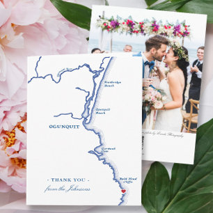 Oginquit Maine Elegant Foto Navy Hochzeit Dankeskarte