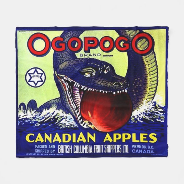Ogopogo Kanadischer Äpfel Obstkarton Fleecedecke (Vorderseite (Horizontal))