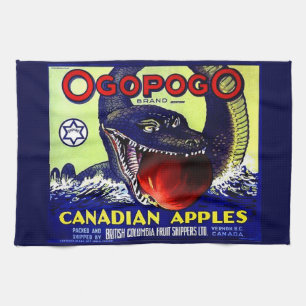 Ogopogo Kanadischer Äpfel Obstkarton Geschirrtuch