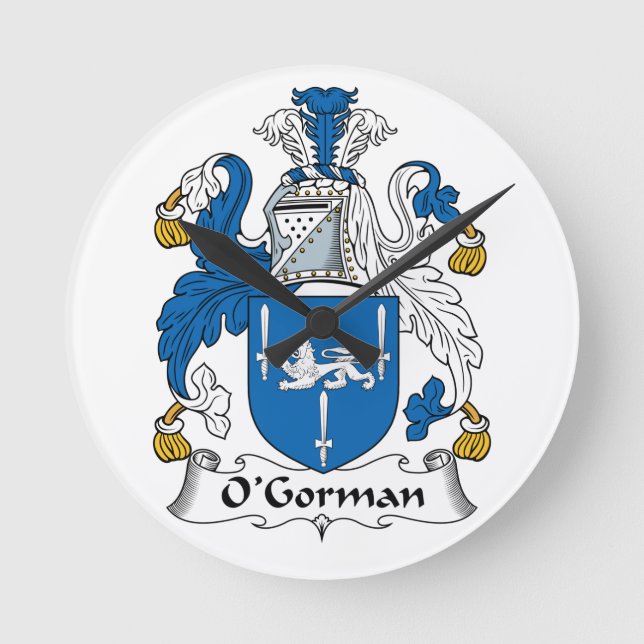 O'Gorman Family Crest Runde Wanduhr (Vorderseite)