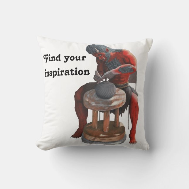 Ogre Making Japanese Pottery Fantasy Throw Pillow Kissen (Vorderseite)