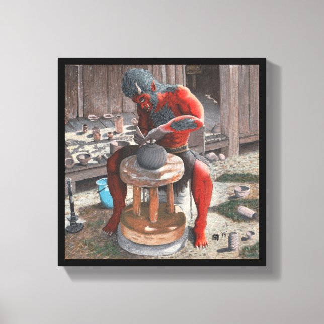 Ogre mit Potter Wheel Fantasy Art Canvas Print Leinwanddruck (Vorderseite)