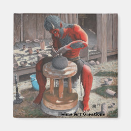 Ogre mit Töpferrad-Fantasie Art Button Magnet