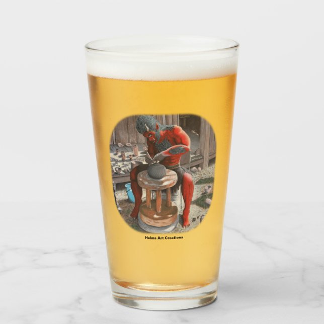 Ogre Spinning Pottery Wheel Fantasy Art Glass Glas (Vorne (Gefüllt))