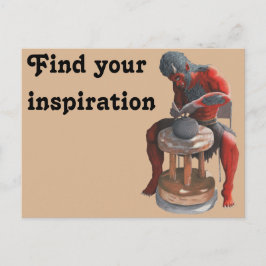 Ogre Spinning Pottery Wheel Fantasy Art Postkarte