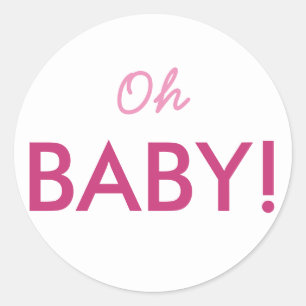 "Oh autocollants rose et blanc de baby shower de