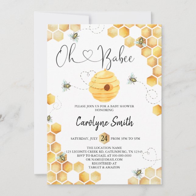 Oh Babee Baby shower Invitation (Devant)